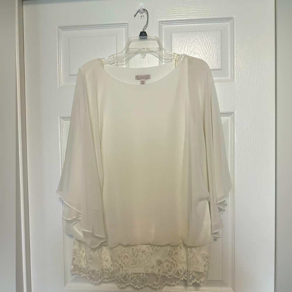 DRESS BARN plus size 20, ivory formal blouse.  Flowing light poly material.